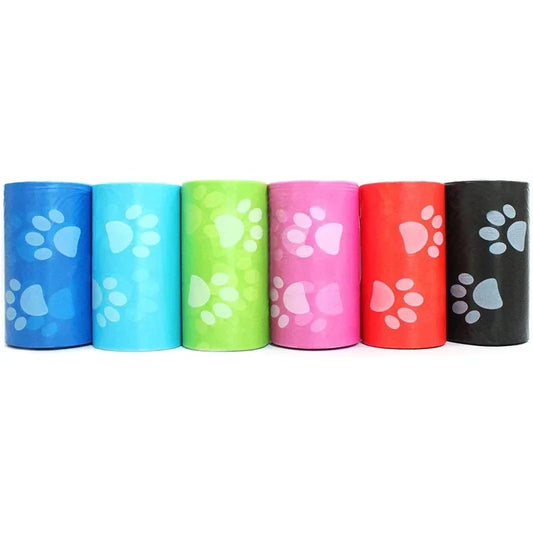 Colorful Dog Poop Bags – Paw Print Leak-Proof Waste Bag Rolls