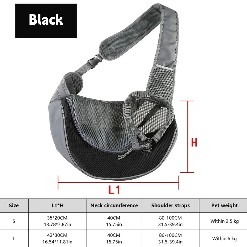 Breathable Pet Sling Carrier – Hands-Free Travel Bag
