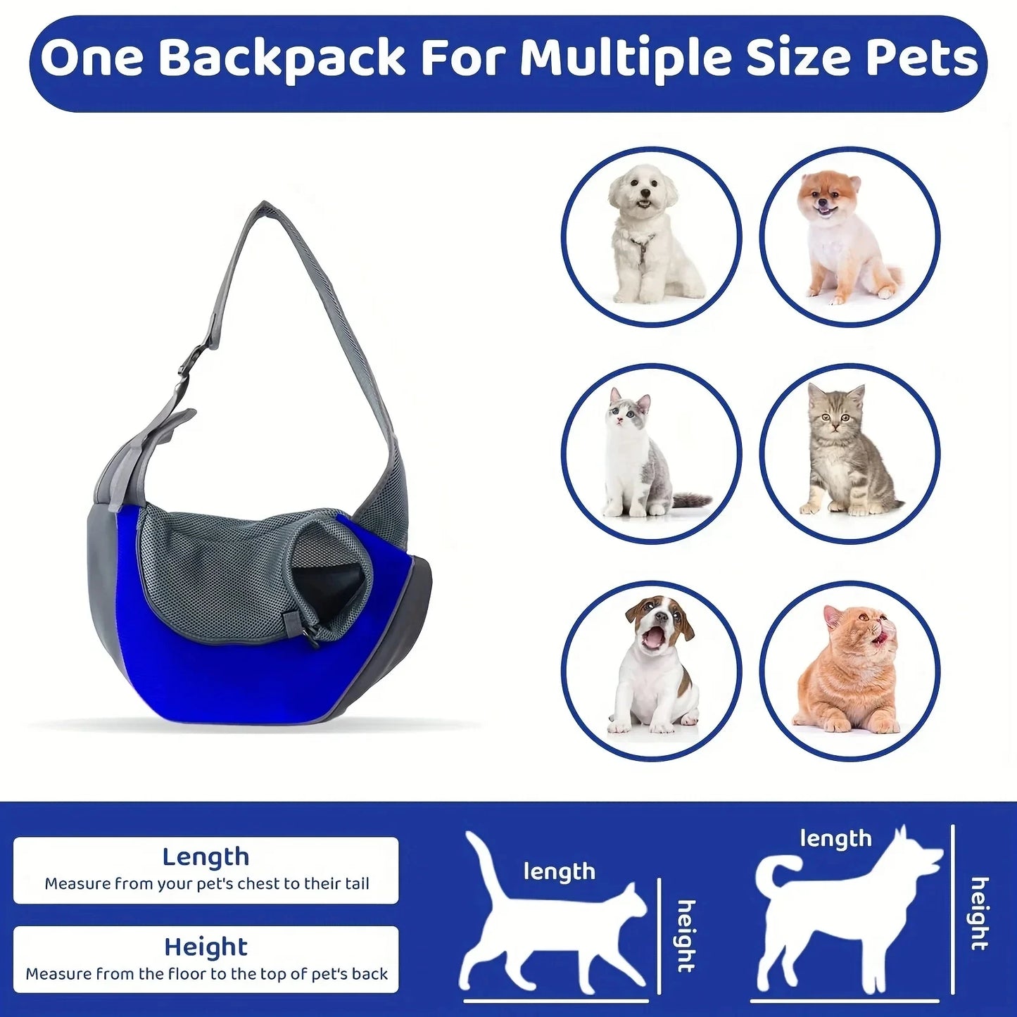 Breathable Pet Sling Carrier – Hands-Free Travel Bag