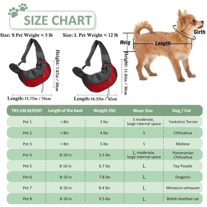 Breathable Pet Sling Carrier – Hands-Free Travel Bag