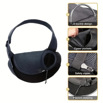 Breathable Pet Sling Carrier – Hands-Free Travel Bag