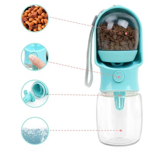 All-in-One Travel Pet Water Bottle – Leak-Proof Hydration & Food Container