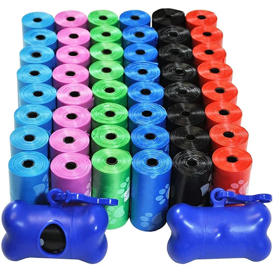 Colorful Dog Poop Bags – Paw Print Leak-Proof Waste Bag Rolls