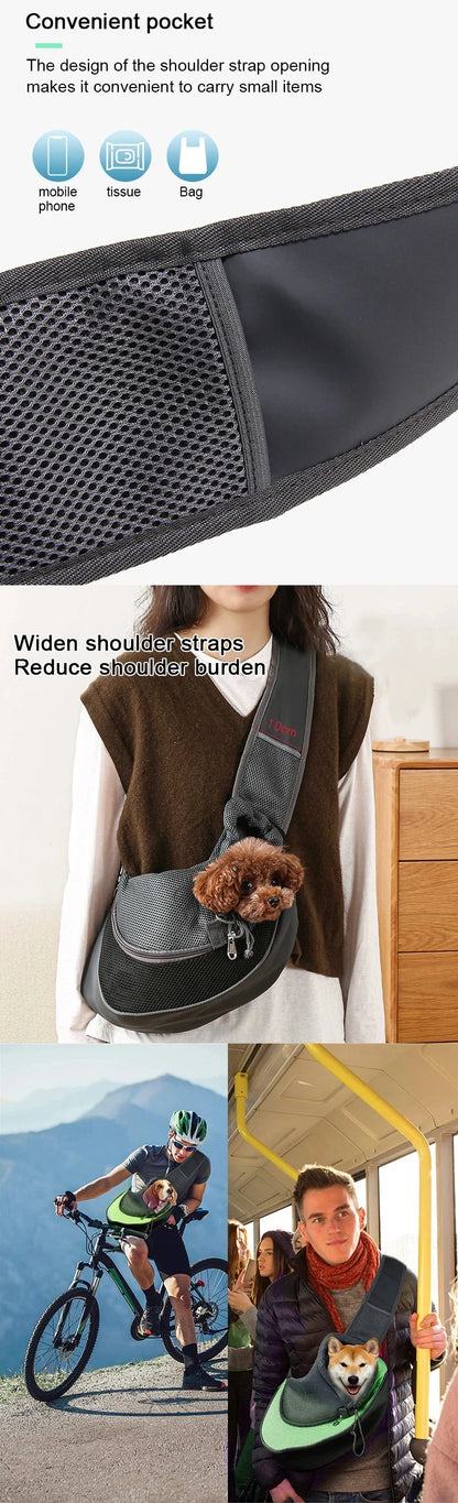 Breathable Pet Sling Carrier – Hands-Free Travel Bag